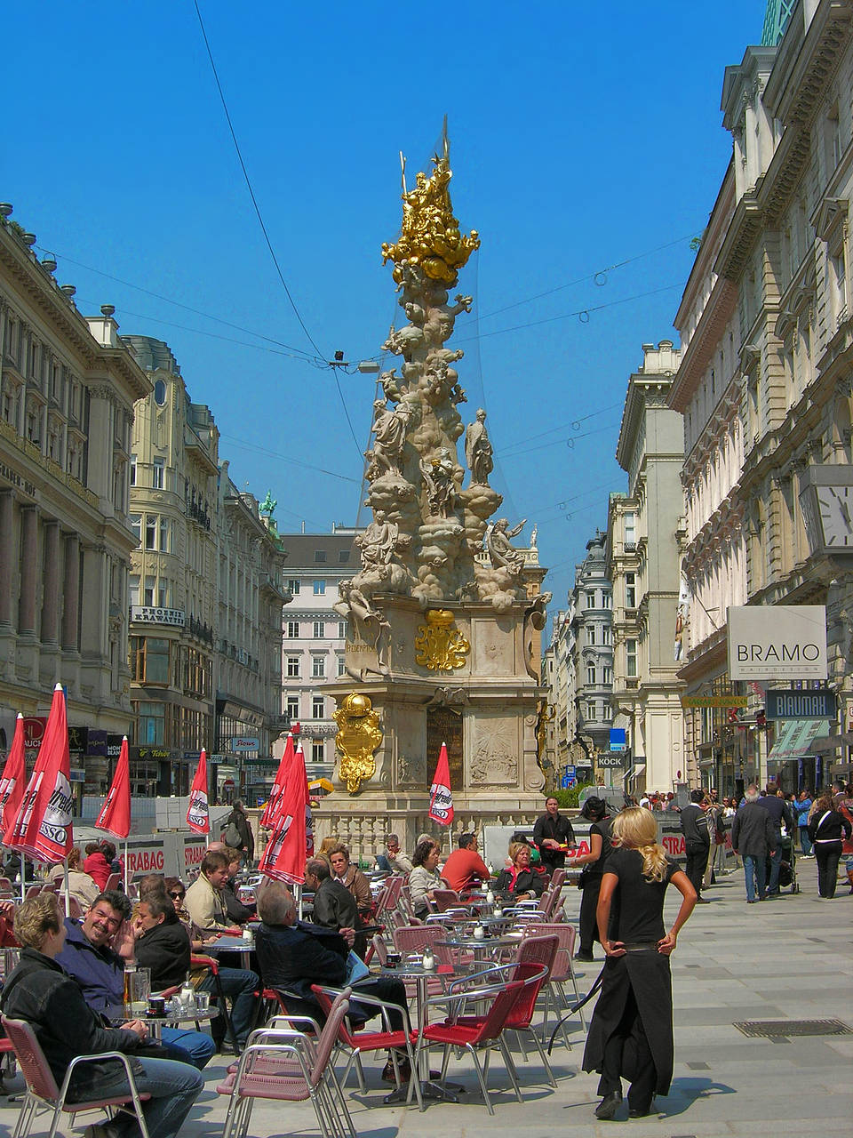  Bildansicht Reiseführer  Wiener Pestsaeule und Cafés am Graben
